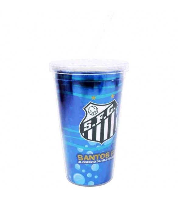 Copo De Plástico com Canudo 500ml - Santos